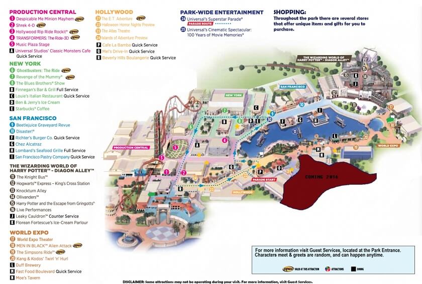 Universal Studios map