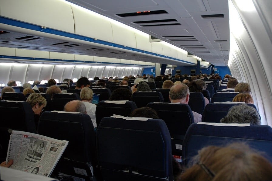 Inside an airplane