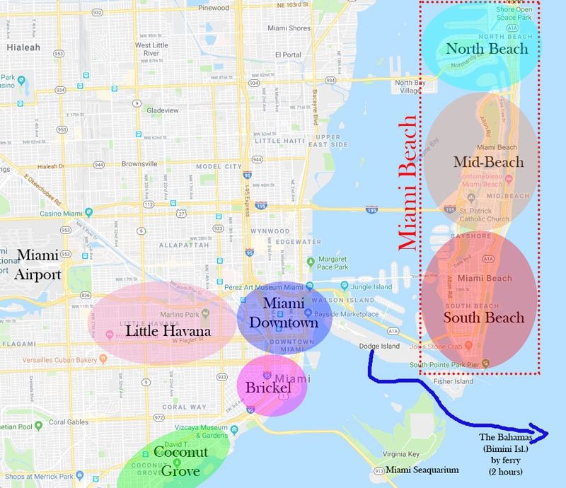 Miami Beach is divided into three regions: South Beach, Mid-Beach and North Beach.